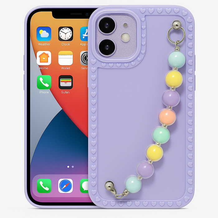 Beaded iPhone 12 Case – Heart Edge Design