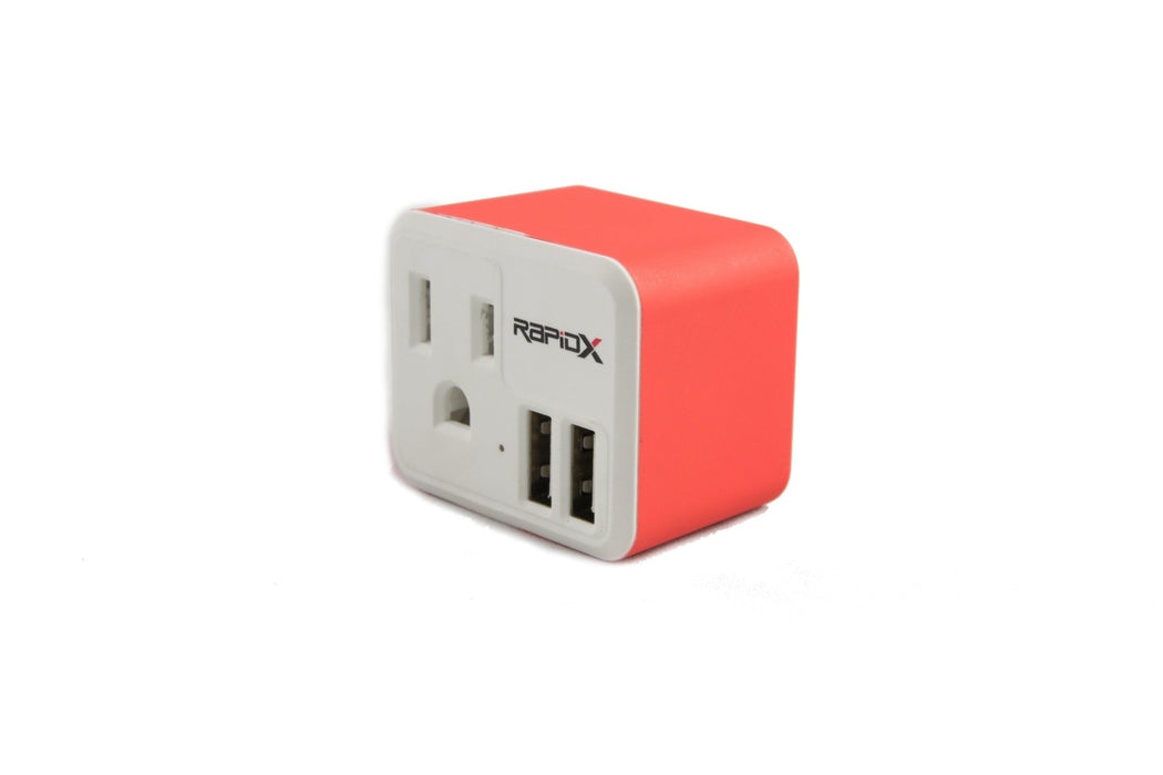 RapidX POWX² Dual USB Wall Adapter with AC Outlet – Multiple Colors