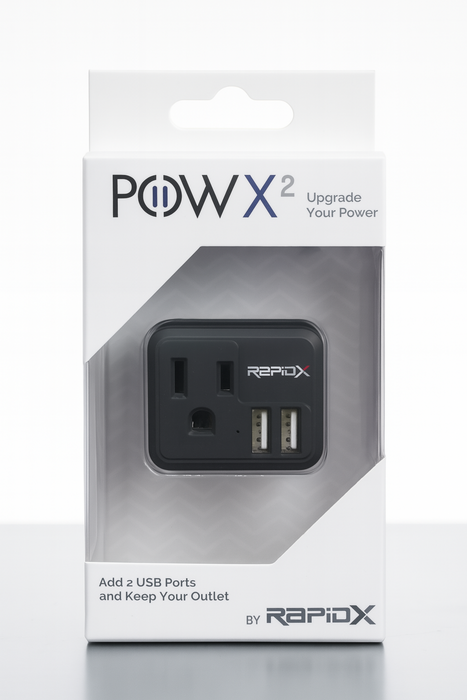 RapidX POWX² Dual USB Wall Adapter with AC Outlet – Multiple Colors