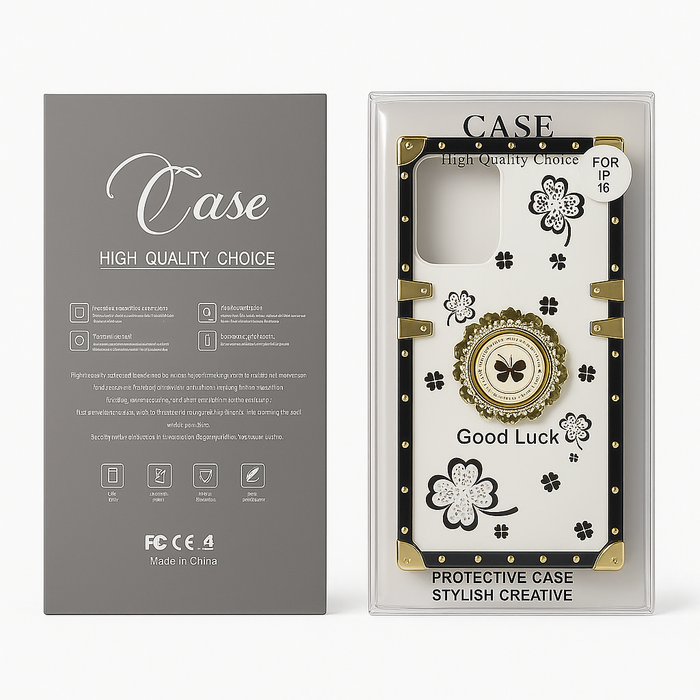 Luxury Clover Armor Case with Ring Kickstand – For iPhone 16