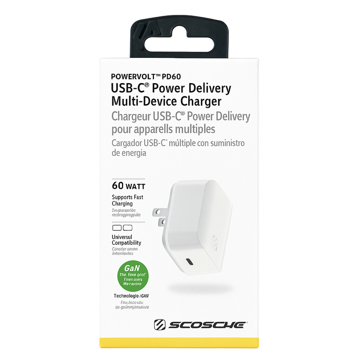 SCOSCHE USB-C 60W Power Delivery Wall Charger – White