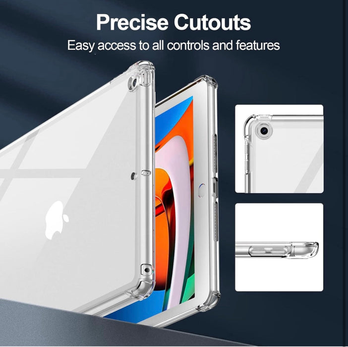 Clear phone case with precise cutouts for controls and features on a dark background