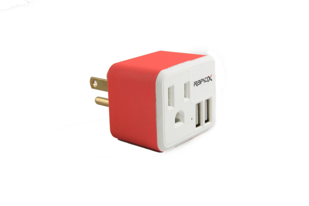 RapidX POWX² Dual USB Wall Adapter with AC Outlet – Multiple Colors