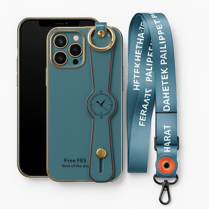 iPhone 12 Pro Strap Case with Matching Lanyard – Clock Design