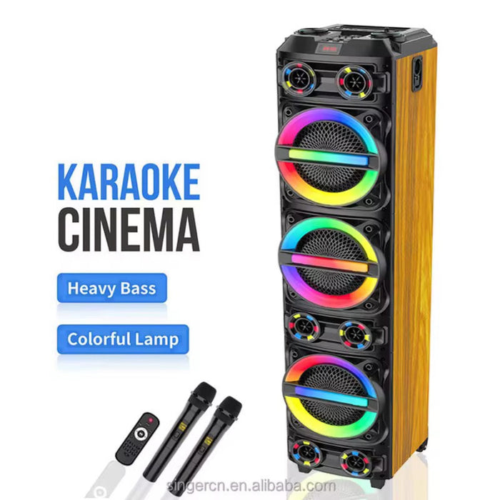 Sing-e ZQS8231 Super Bass 2×8” Bluetooth Party Speaker with Dual Wireless Microphones