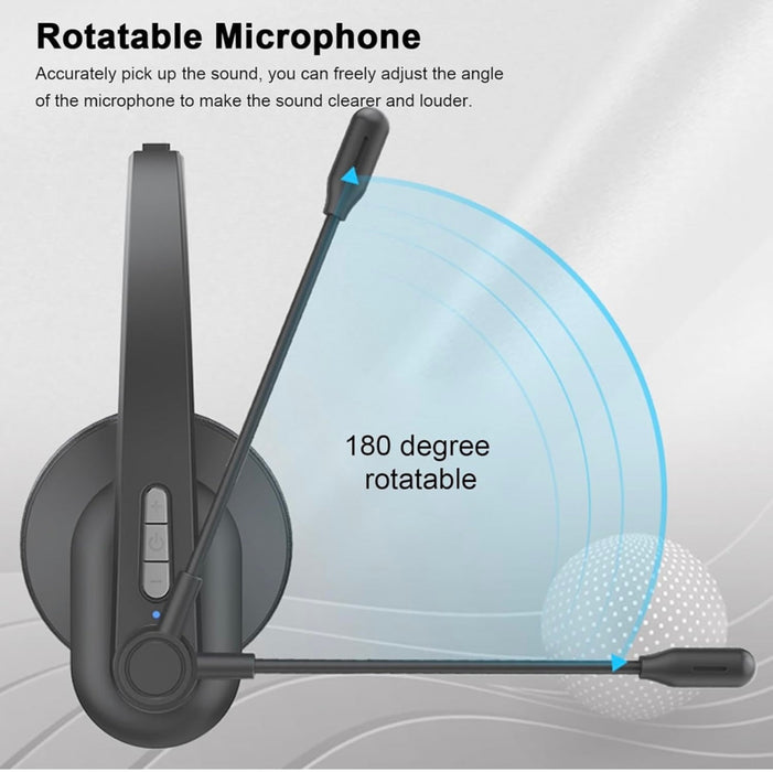 Wireless Mono Bluetooth Headset with Charging Dock and Mic – Noise Cancelling