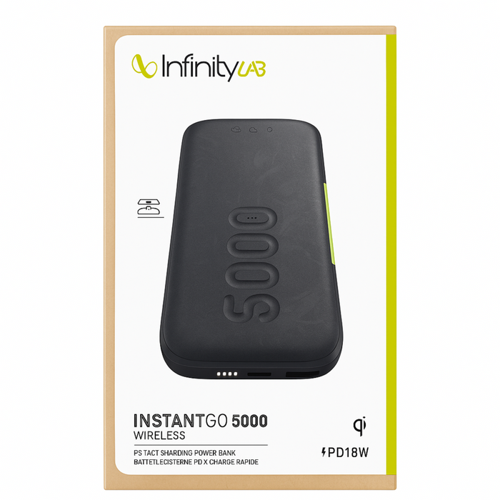 INSTANTGO 5000 Wireless Power Bank – 18W PD & Qi Charging
