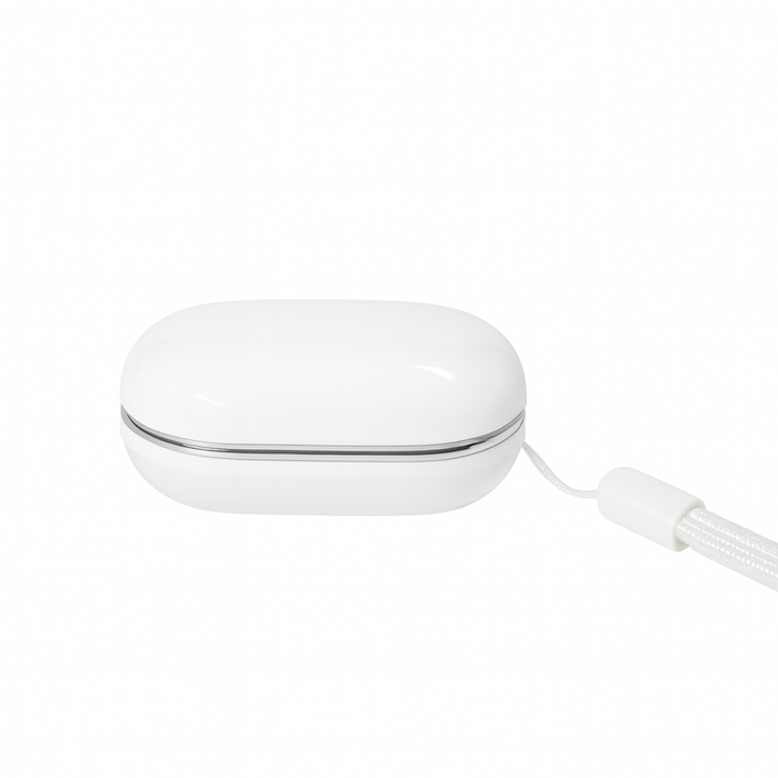 White electronic device with a cable on a white background