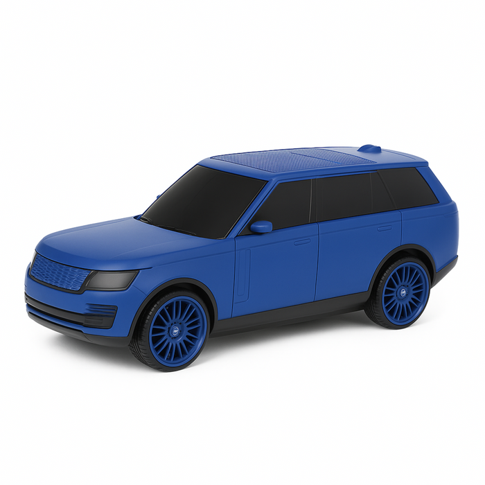Blue toy SUV on a white background