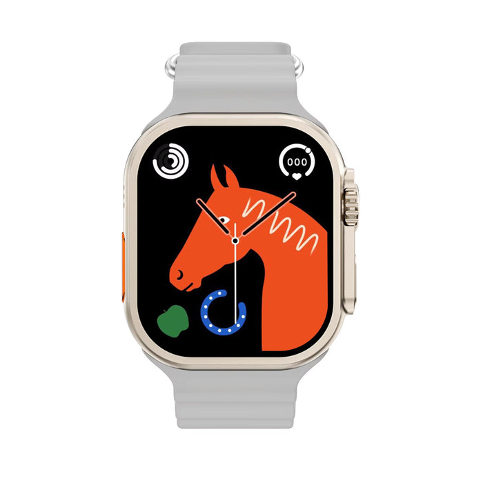 Smartwatch with a horse illustration on the screen against a white background
