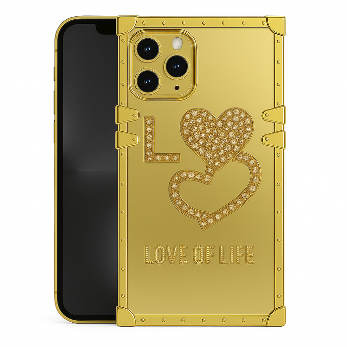 LOVE OF LIFE Double Heart Mirror Case – iPhone 11 Pro Max (Gold & Silver)