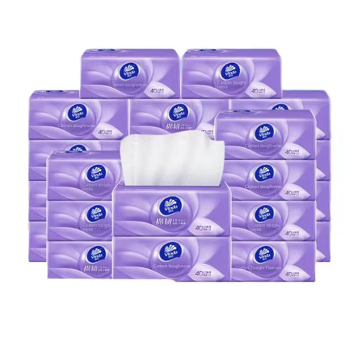Multiple boxes of Vinda facial tissues on a white background
