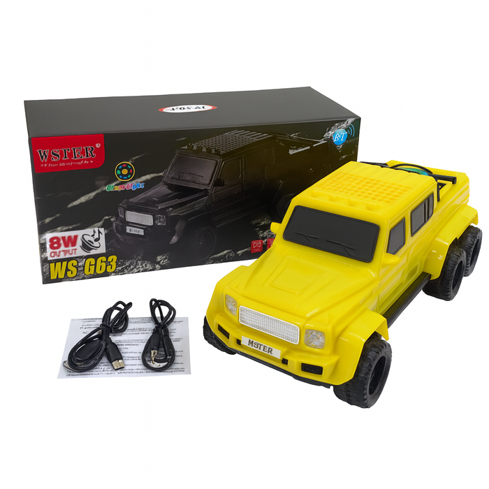 WS-G63 Car Bluetooth Speaker – 8W Output, LED Lights, Wireless & Wired Playback