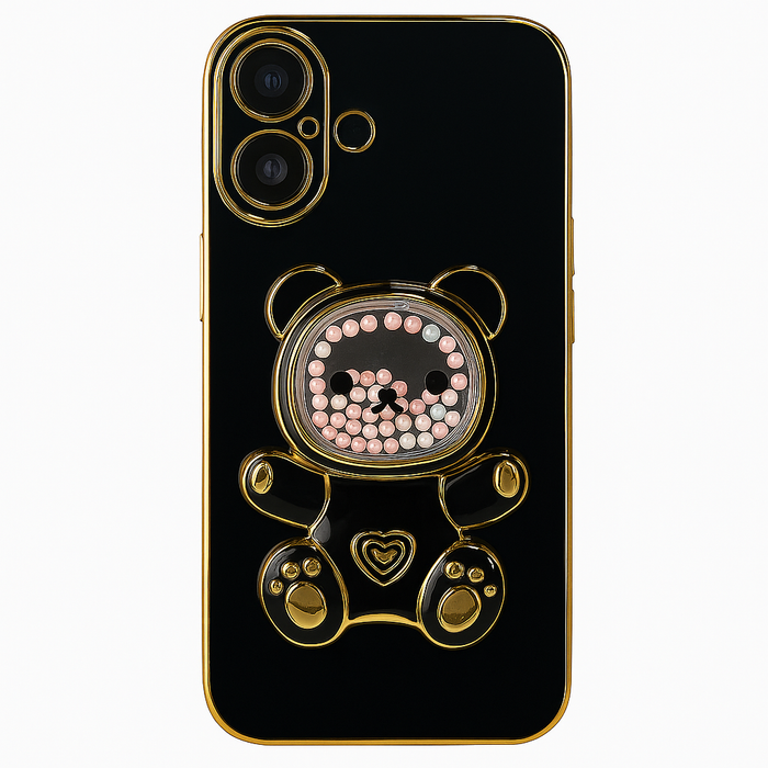 Teddy Bear Kickstand Case for iPhone 16 – Stylish Creative Protective Cover