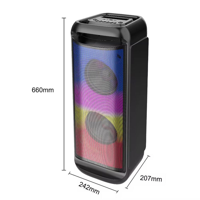 Portable Wireless Bluetooth Party Speaker with LED Lights – Dual 6” Drivers, 3000mAh Battery
