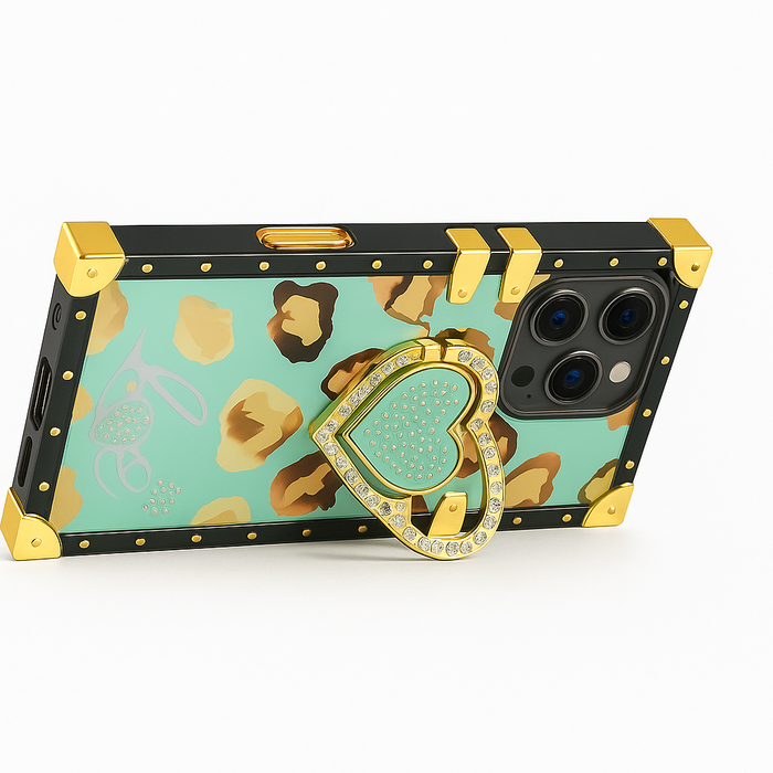 Luxury Leopard Heart Kickstand Case – For iPhone 16 Pro Max