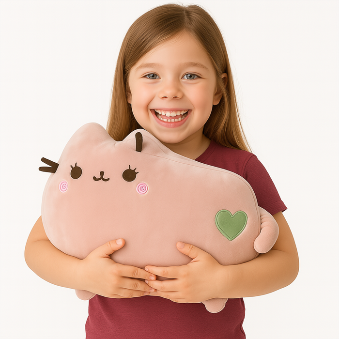 Plush Cat Pillow – Soft & Cute Cartoon Heart Edition