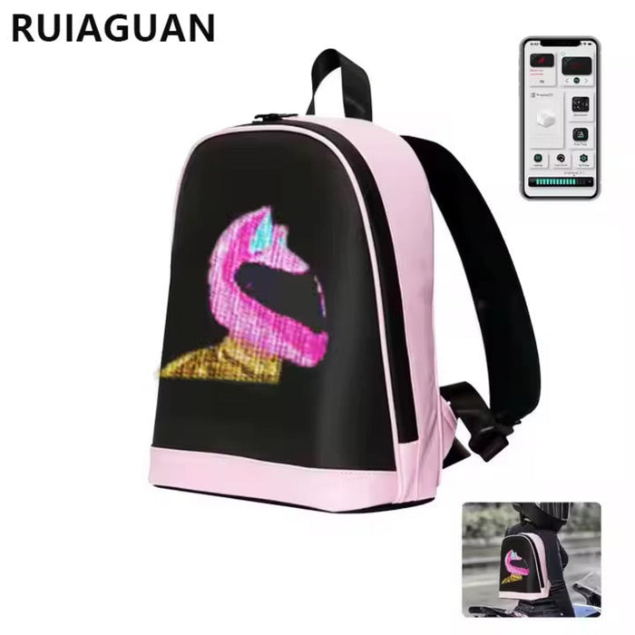 Backpack with LED display of a unicorn, RUIAGUAN brand visible