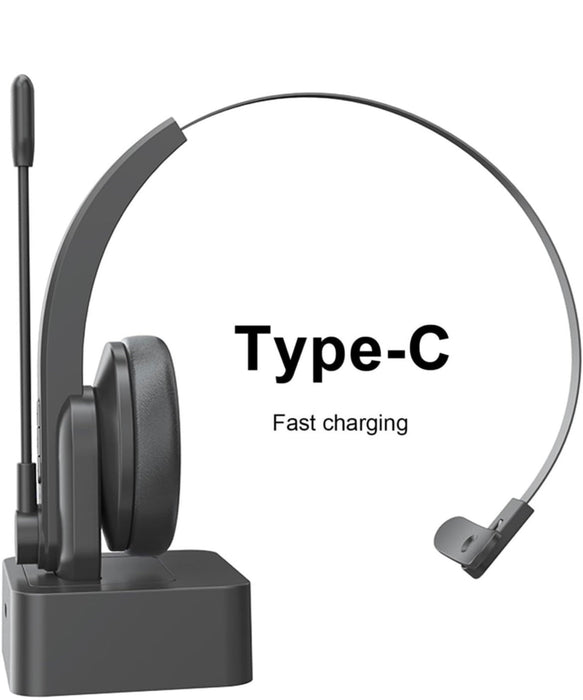Wireless Mono Bluetooth Headset with Charging Dock and Mic – Noise Cancelling