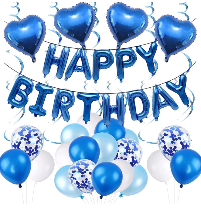 Blue Happy Birthday Balloon Decoration Set – 30 Pieces