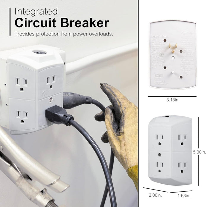 Philips 6-Outlet Tap Adapter – 2 Pack (Side Access Design)