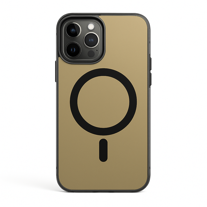 Magnetic Shockproof Case for iPhone 12 Pro Max – Gold with Black MagSafe Ring