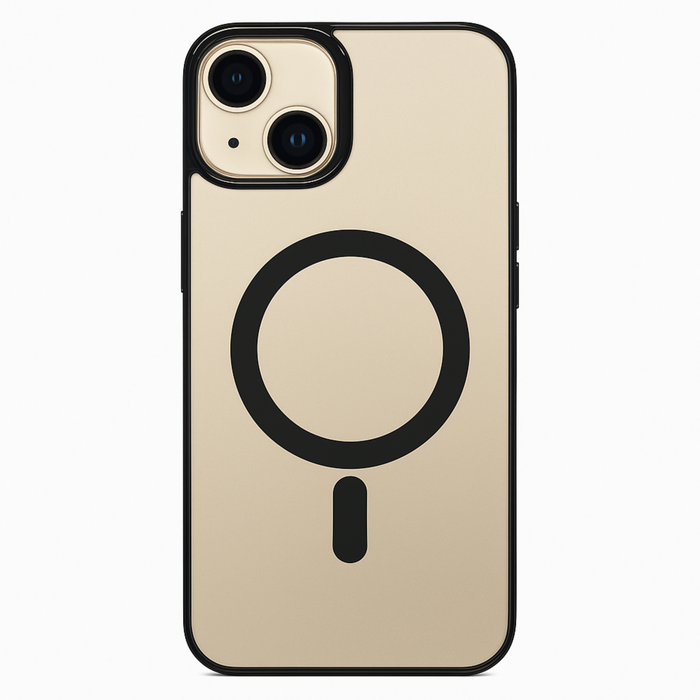 Phone case with a circular design on a beige background