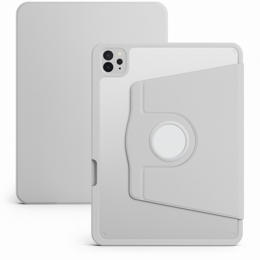 White tablet case with a rotating design on a white background