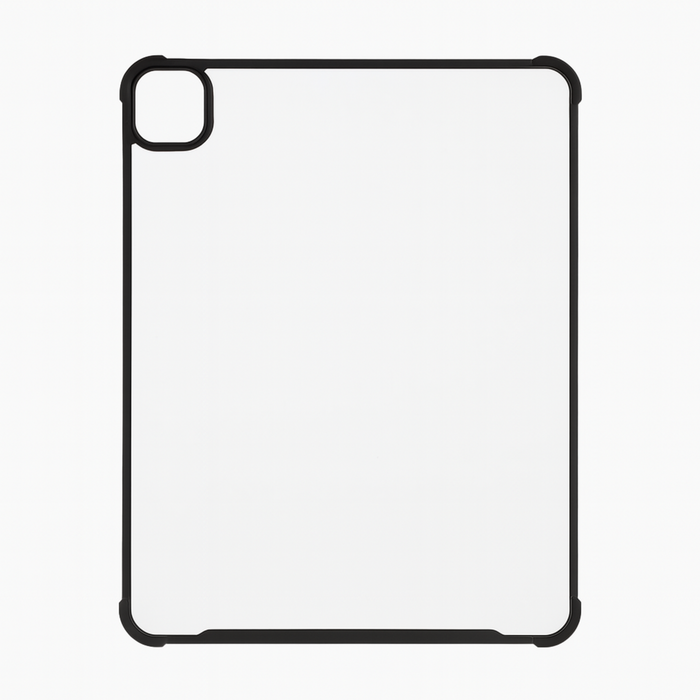 Black outline of a tablet case on a white background