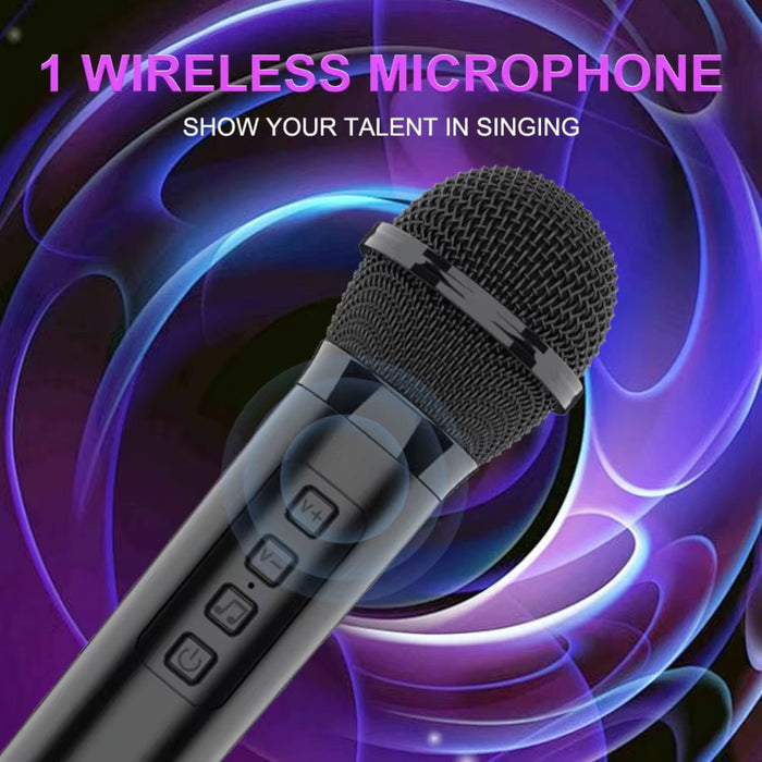 Wireless microphone with a vibrant purple and blue background