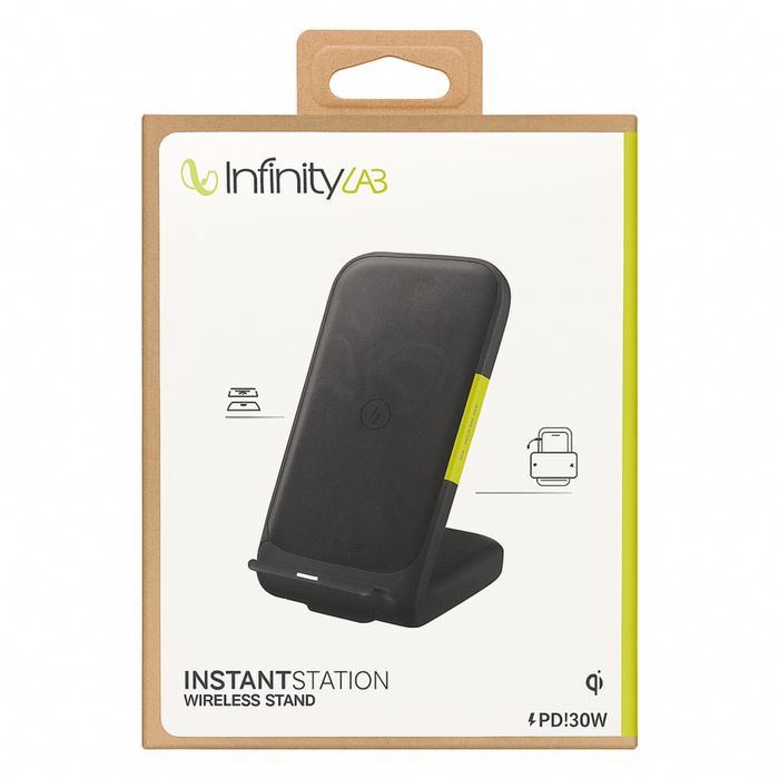 InfinityLab InstantStation Wireless Charging Stand – 15W Qi-Certified, USB-C & USB-A
