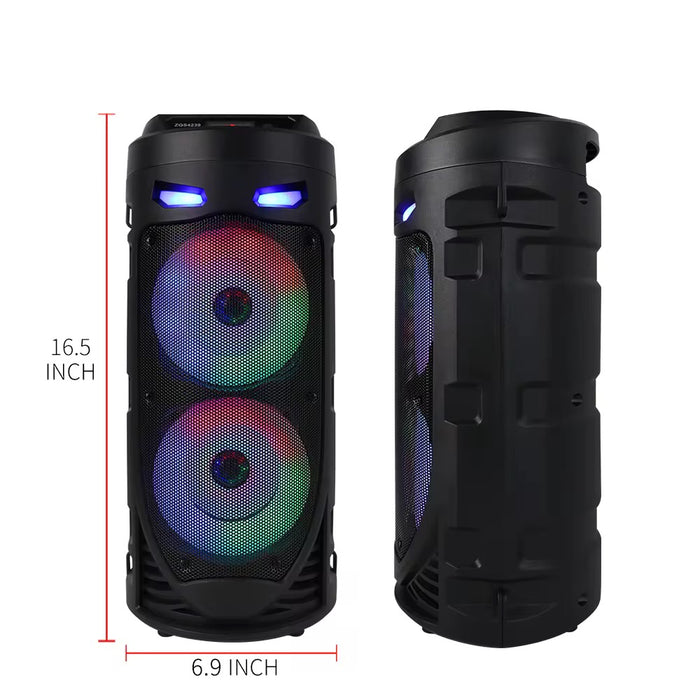 ZQS4239S Portable Bluetooth Speaker with Dual 4” Woofers, RGB Lights, Microphone & Remote