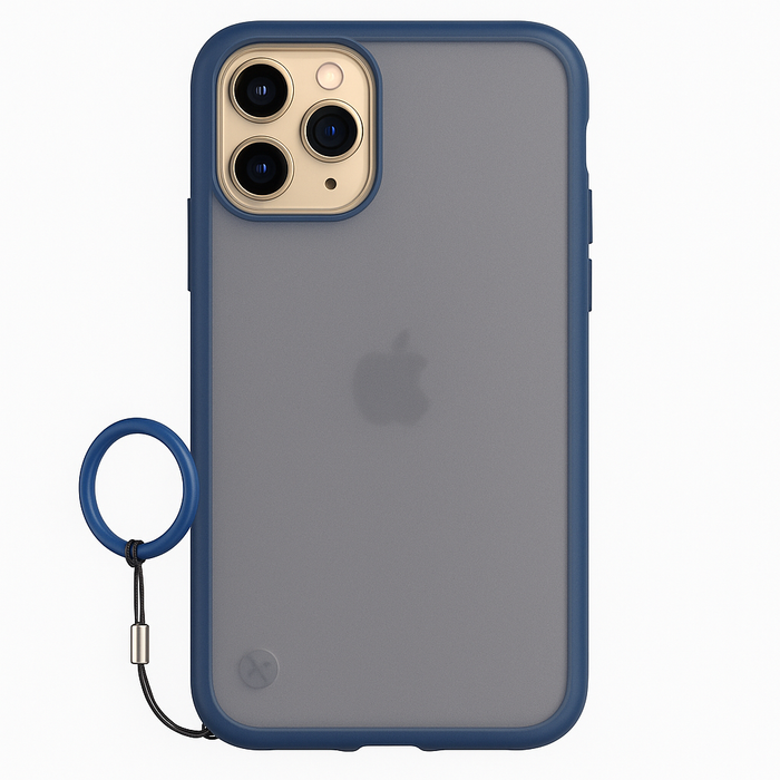 Navy Blue Grip Case with Keychain for iPhone 11 Pro
