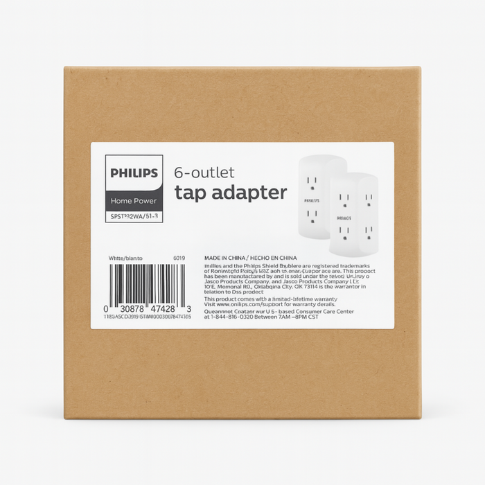 Philips 6-Outlet Tap Adapter – 2 Pack (Side Access Design)