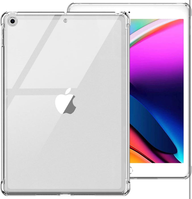 Clear case on an Apple tablet with visible Apple logo