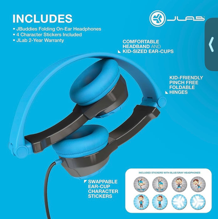 JLab JBuddies Folding Kids Headphones – Volume Safe & Compact