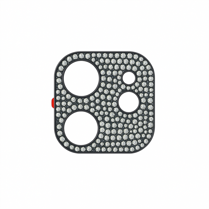 Decorative phone case with gemstones on a white background