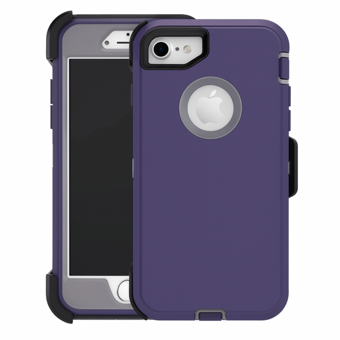 Purple phone case with Apple logo on a white background