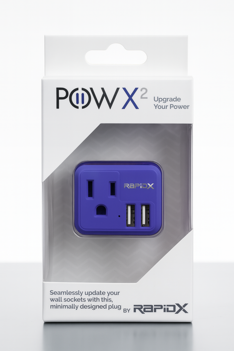 RapidX POWX² Dual USB Wall Adapter with AC Outlet – Multiple Colors