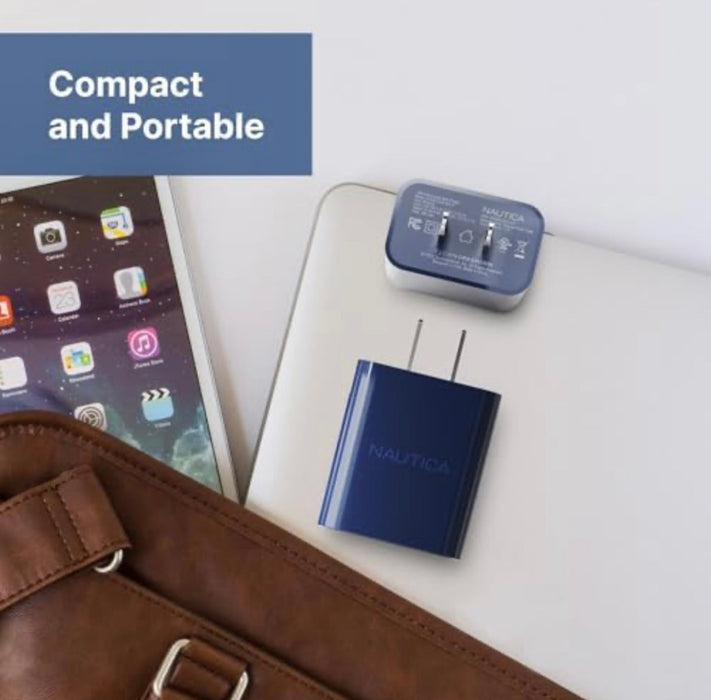 Nautica Dual Port USB Wall Charger – 2.1A, Dual USB-A Output, 10.5W – Universal Compatibility
