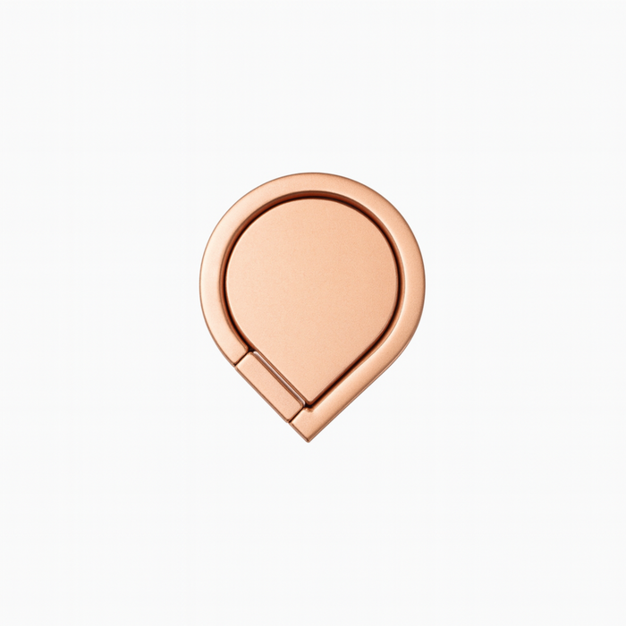 Rose gold teardrop-shaped object on a white background