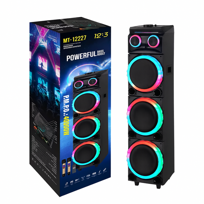 MT-12227 Professional 40000W Bluetooth Party Speaker with Dual Wireless Microphones