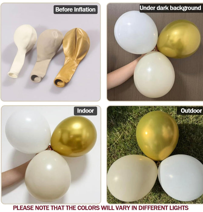 Luxury Champagne & White Happy Birthday Balloon Garland Kit – 65 pcs