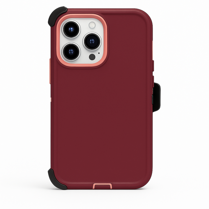Red phone case with black accents on a white background