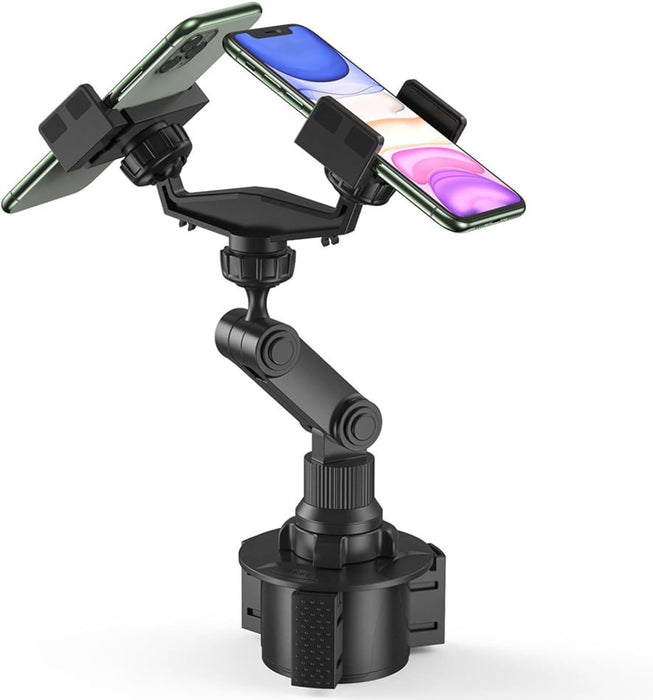 Adjustable 360° Car Phone Holder – Dual Mount for Cup Holder