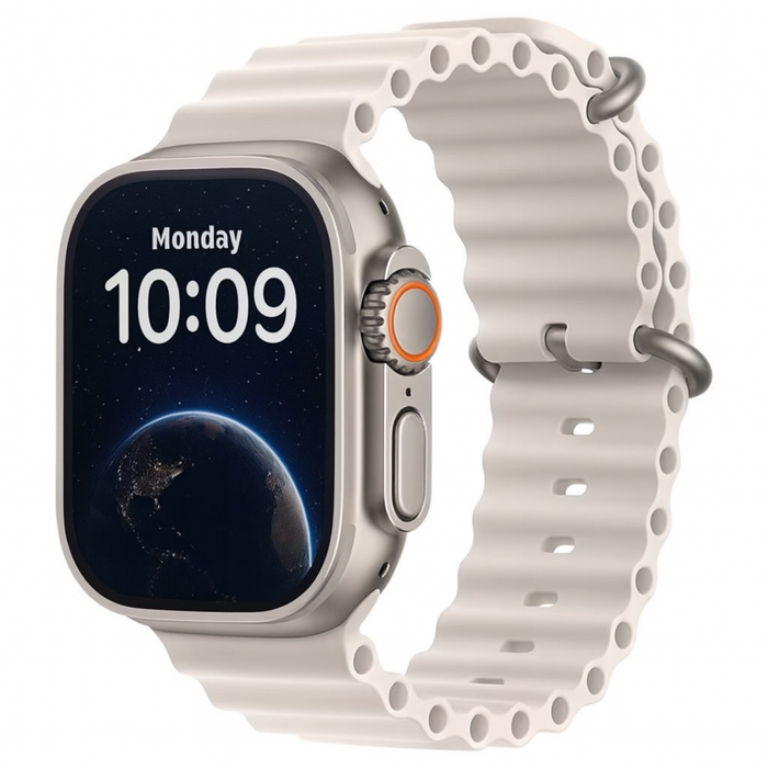 Smartwatch with a unique band design on a white background