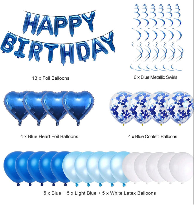 Blue Happy Birthday Balloon Decoration Set – 30 Pieces