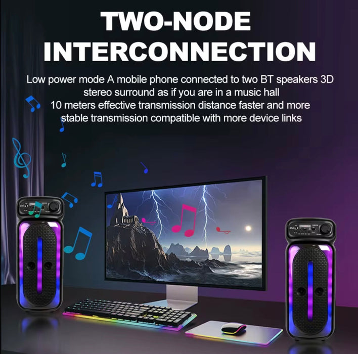 ZQS4270M Multimedia Speaker – Portable Bluetooth Super Bass with LED Lights, Mic & Remote (1500mAh)