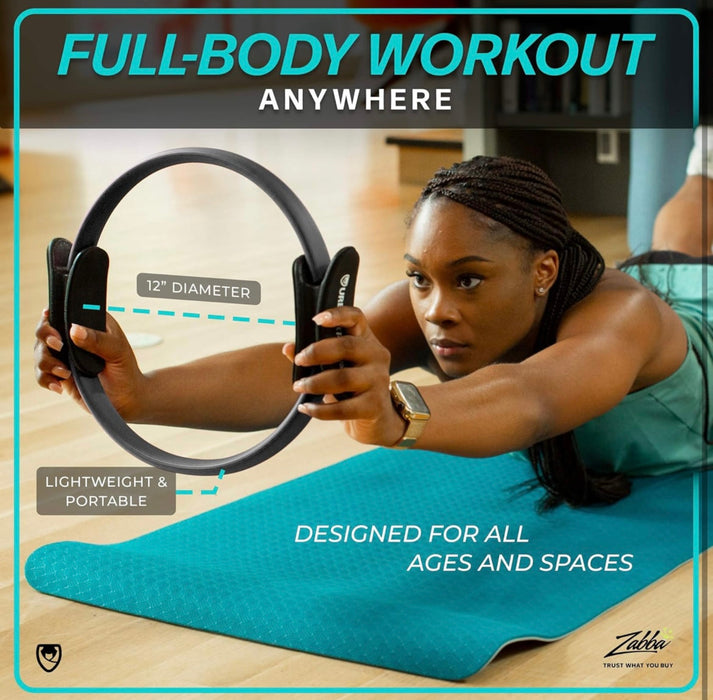 URBNFit Pilates Toning Ring – 12” Magic Circle with Dual Grip Foam Handles