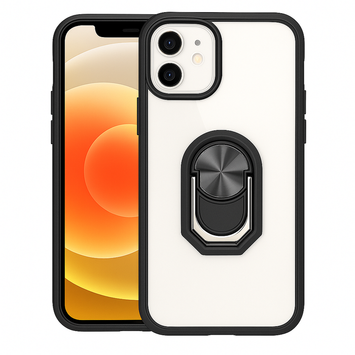 Magnetic Kickstand Case for iPhone 12 Mini – Clear Back with Ring Holder